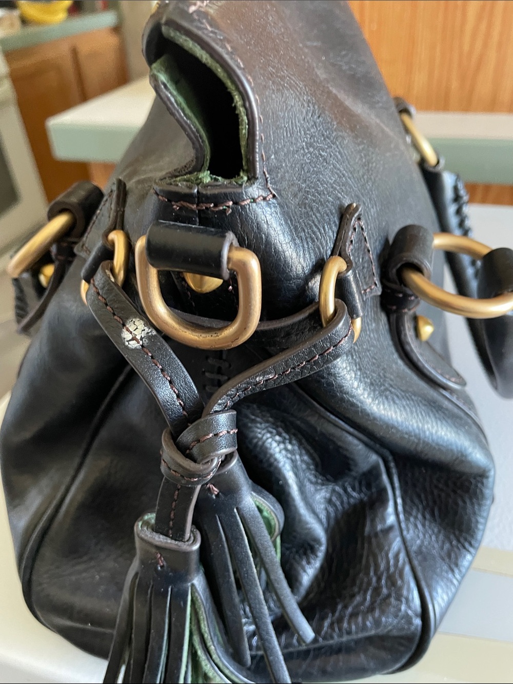 Dooney & Bourke Black Braided-Handle Shoulder Bag with Tassel - Picture 3 of 13